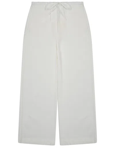 Totême Toteme High-waist Viscose-linen Pants With Drawstring Casing In White