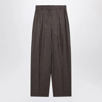 Totême Toteme Taupe Highwaisted Flannel Trousers In Brown