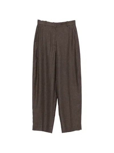 Totême High-waisted Wide-leg Trousers In Brown