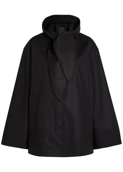 Totême Toteme Hooded Scarf-effect Cotton Jacket In Black