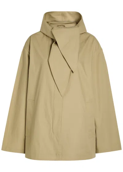 Totême Toteme Hooded Scarf-effect Cotton Jacket In Green
