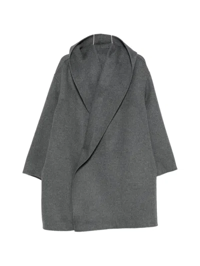 Totême Hooded Shawl-lapel Oversized Coat In Grey
