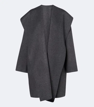 Totême Womens Oversized Wool Hoody Coat Pale Grey Melange In Gray