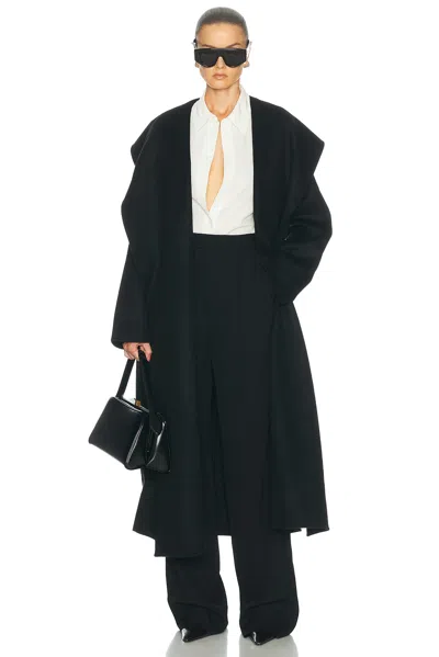 Totême Hoodie Belted Coat In Black