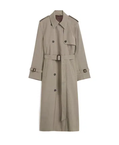 Totême Houndstooth Trench Coat In Brown