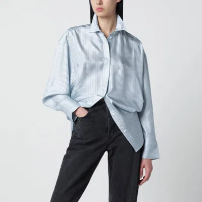 Totême Ice Blue Striped Silk Shirt In Gray