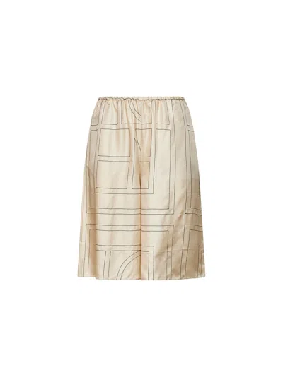 Totême Ivory Monogram Silk Pj Culottes In White