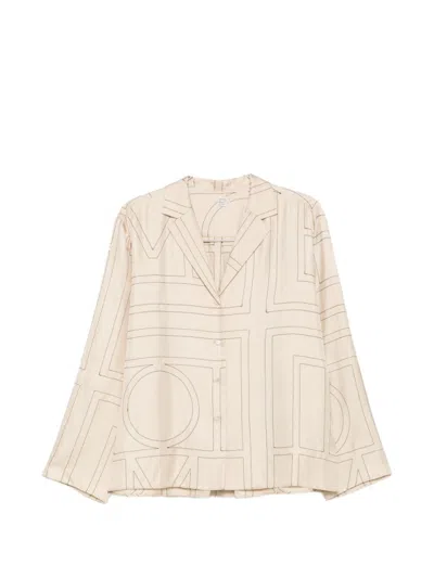 Totême Ivory Relaxed Printed Shirt In Neutral