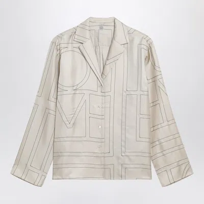 Totême Toteme Ivory Silk Shirt With Monogram In Neutral