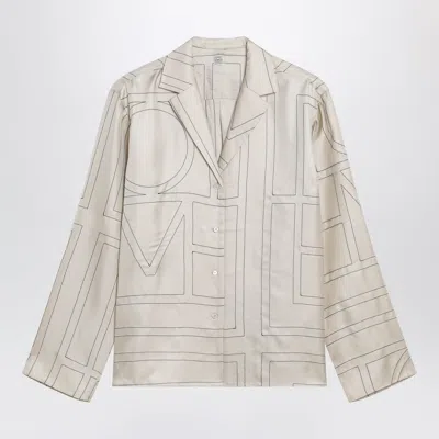 Totême Toteme Ivory Silk Shirt With Monogram In Neutral