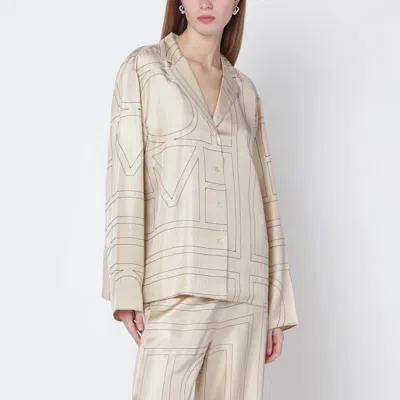 TOTÊME TOTEME IVORY SILK SHIRT WITH MONOGRAM