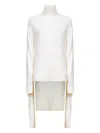 Totême Ivory Wool And Silk Double-sleeve Turtleneck Sweater In White