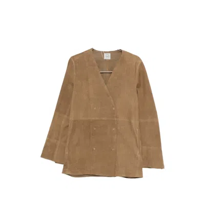 Totême Double-breasted V-neck Jacket In Brown