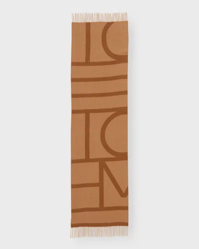 Totême Jacquard Monogram Wool Scarf In Brown
