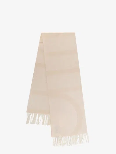 Totême Jacquard Virgin Wool Scarf With Logo Monogram In White