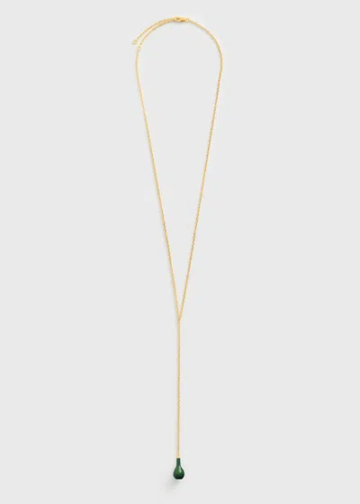 Totême Jade Drop Necklace Dark Green/gold