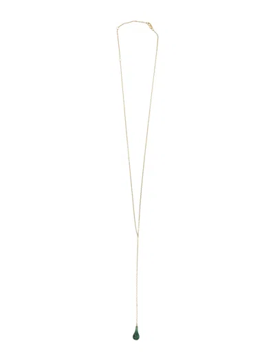 Totême Toteme Jade Drop Necklace With Swarovski Crystal Detail In Gold