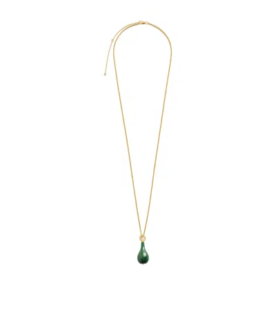 Totême Jade Drop-pendant Necklace In Dark Green/gold