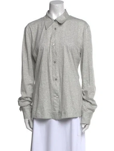 Pre-owned Totême Jersey Long Sleeve Button-up Top In Gray