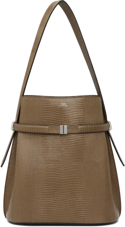 Totême Khaki Belted Lizard-embossed Bucket Bag