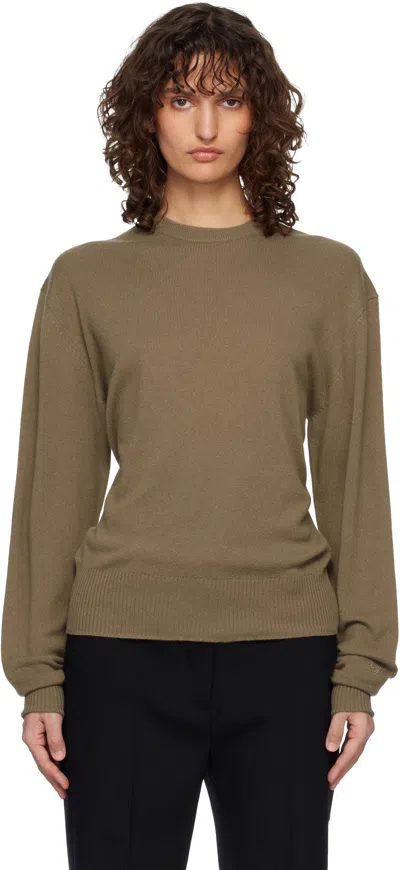 Totême Khaki Classic Cashmere Crew Knit Sweater In Brown