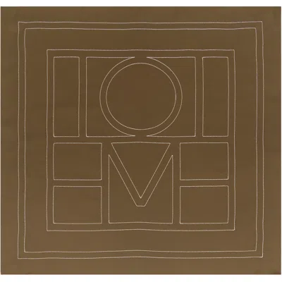 Totême Khaki Embroidered Monogram Silk Scarf In Brown