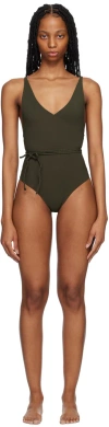 Totême Women's V-neck Wrap One-piece Swimsuit In 639 Dark Green