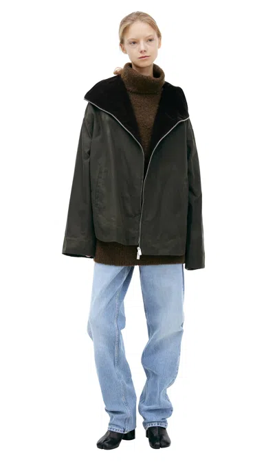 Totême Khaki Zipper Jacket In Brown