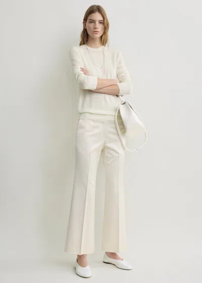 Totême Kick Flare Raw-edge Trousers Stone In White