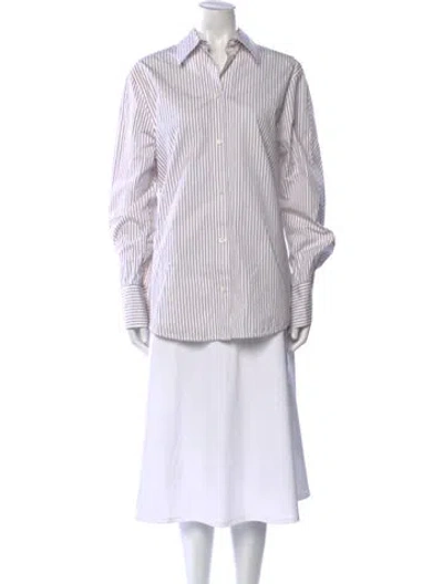 Pre-owned Totême Kimono-sleeve Poplin Striped Button-up Top In White