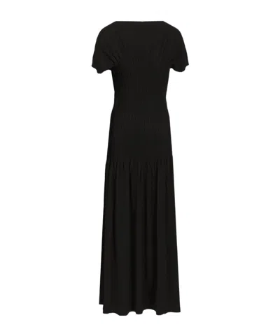 Totême Knife-pleated Boat-neck Maxi Dress In Black
