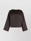 Totême Knit Boat Neck Sweater With Wide Sleeves In Brown