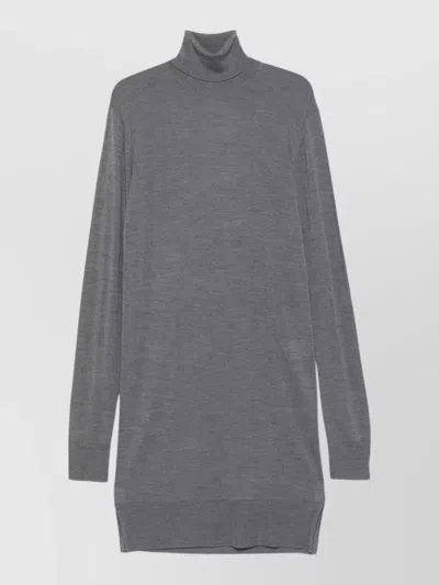 Totême Knit Dress Turtleneck Long Sleeves Ribbed Finish In Gray