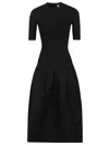 Totême Toteme Knit Midi Dress With Pleated Skirt And Short Sleeves In Black