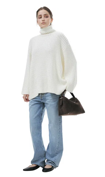 Totême Knitted Cotton Sweater In White