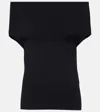 Totême Knitted Off-shoulder Top In Black