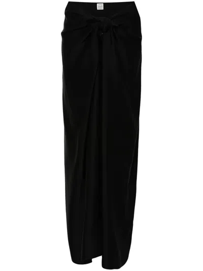 Totême Cocoon Draped Lyocell And Organic Cotton-blend Maxi Skirt In Black