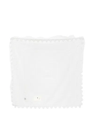 Totême Lace-trim Embroidered Scarf In White