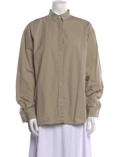 Pre-owned Totême Lago Long Sleeve Long Sleeve Button-up Top In Neutral