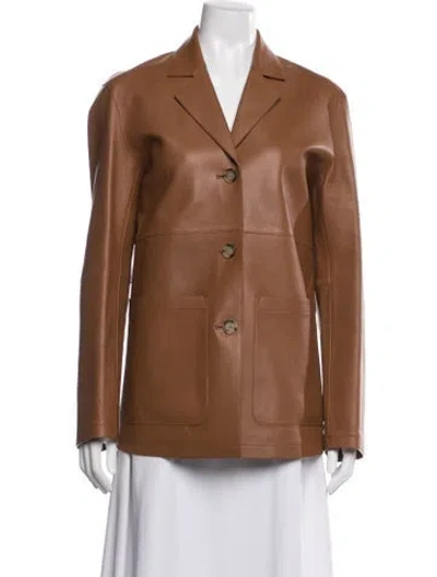 Pre-owned Totême Lamb Leather Blazer In Brown
