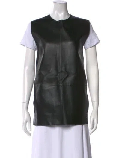 Pre-owned Totême Lamb Leather Crew Neck Tunic In Black