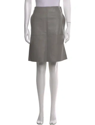 Pre-owned Totême Lamb Leather Midi Length Skirt In Gray