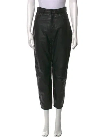 Pre-owned Totême Lamb Leather Straight Leg Pants In Black