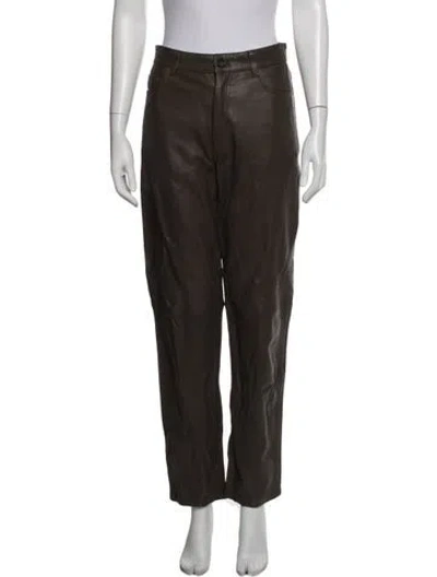 Pre-owned Totême Lamb Leather Straight Leg Pants In Brown