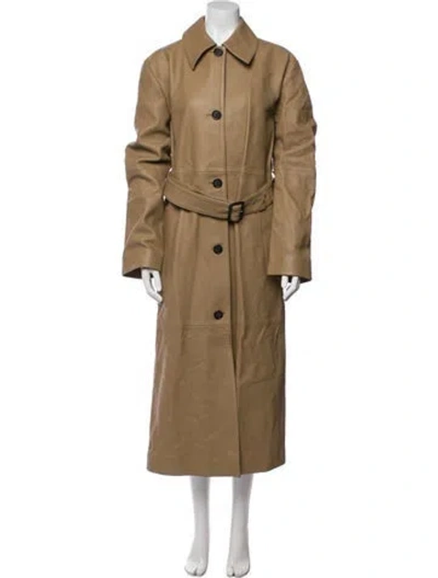 Pre-owned Totême Lamb Leather Trench Coat In Green