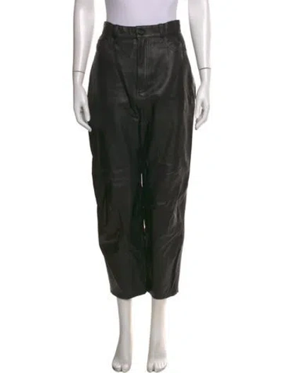 Pre-owned Totême Lamb Leather Wide Leg Pants In Black