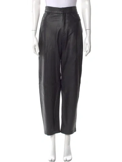 Pre-owned Totême Lambskin Straight Leg Pants In Black