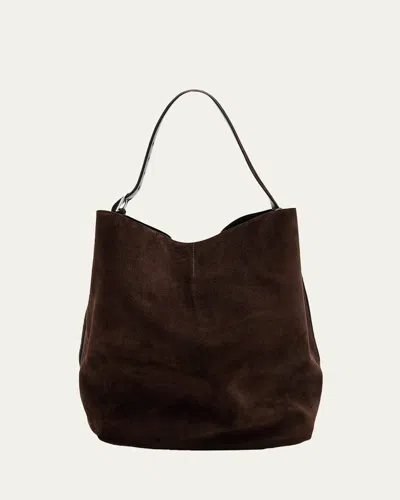 Totême Large Belted Suede Tote Bag In Brown