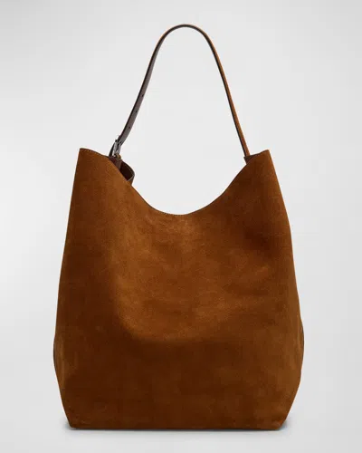 Totême Large Belted Suede Tote Bag In Brown