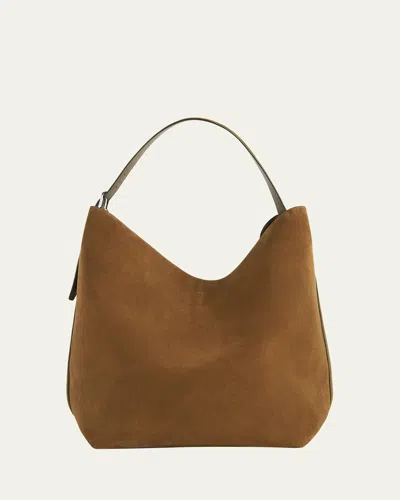 Totême Large Belted Suede Tote Bag In Tan